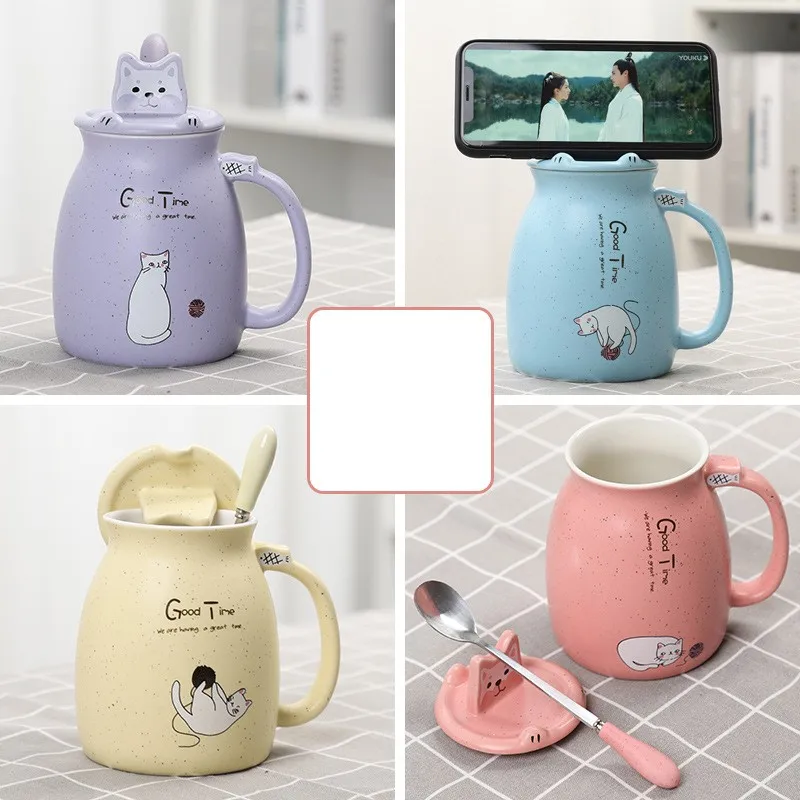 

Fashionable And Beautiful Super Cute Cat Ceramic Water Cup With Spoon Coffee Cup Gift Breakfast Milk Cup