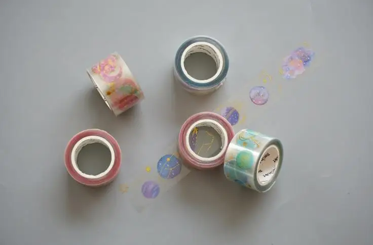 1 шт. милый 3 см звезда планета перо серии ПЭТ клей васи клейкие ленты DIY Скрапбукинг наклейка этикетка Маскировочные ленты Канцелярские