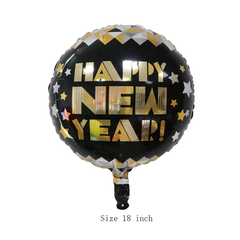 18inch gold black Новогодние фольгированные шары, бутылка, радужные шары, новогодние украшения, черная звезда, испанский год, вечерние гелиевые шары - Цвет: 18inch gold black