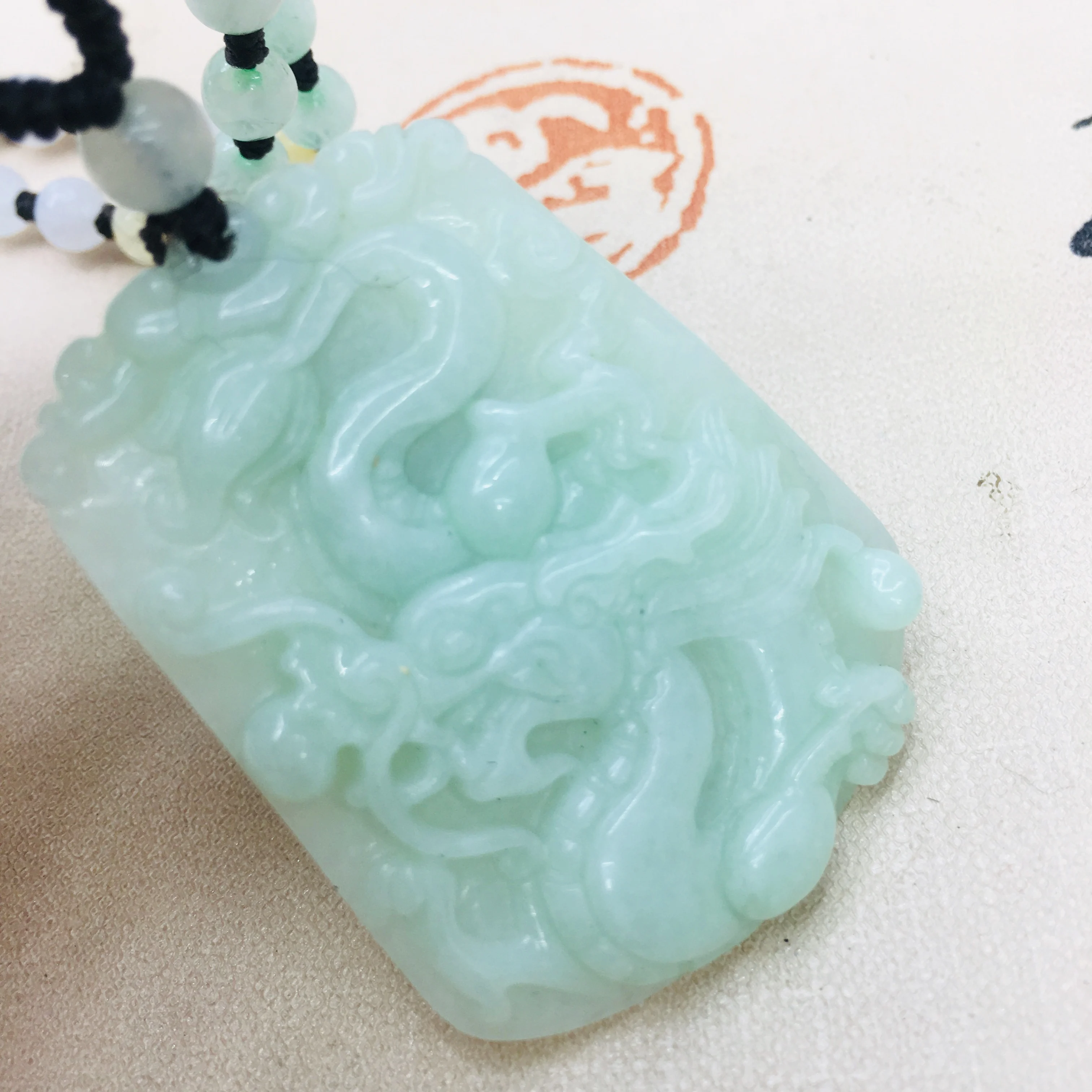 Натуральный Изумрудный нефрит ручной работы резной Зеленый Большой дракон кулон