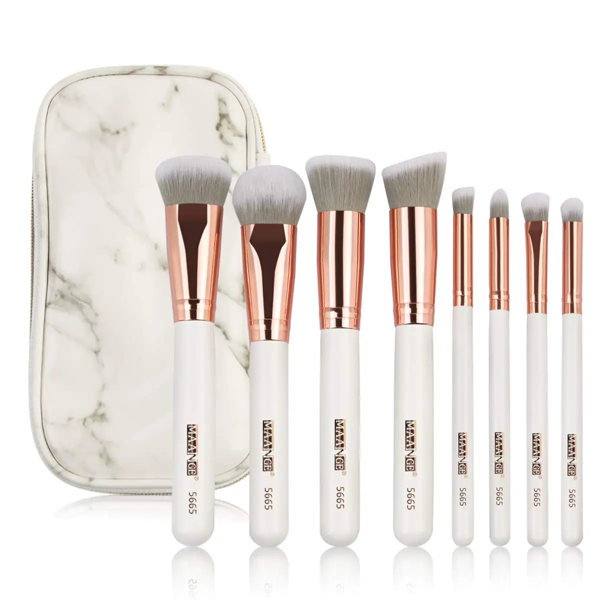 8pcs brush with bag MAANGE Pro, 8 шт./партия, набор кистей для макияжа с чехлом, мягкая синтетическая основа для волос, пудра, тени для век, смешивание кисти для макияжа, новинка - Handle Color: 8pcs brush with bag