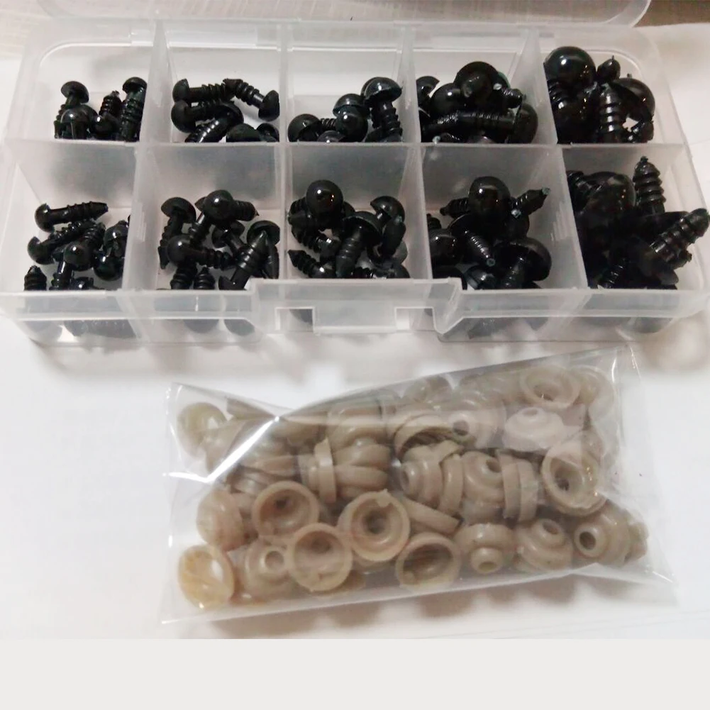 

100pcs Plastic Set With Washer DIY Safety Eco-friendly 6 To 12 Mm Crafts Eyes Toy Accessories