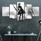 Плакат NieR Automata из 5 частей, картина маслом с изображением девушки из аниме, холст, игровой Настенный декор, декор для комнаты мальчика