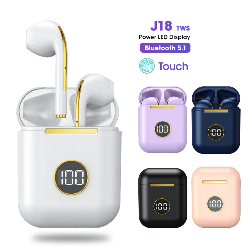 TWS стереонаушники J18 с поддержкой Bluetooth 5 1 и зарядным футляром|Наушники гарнитуры|