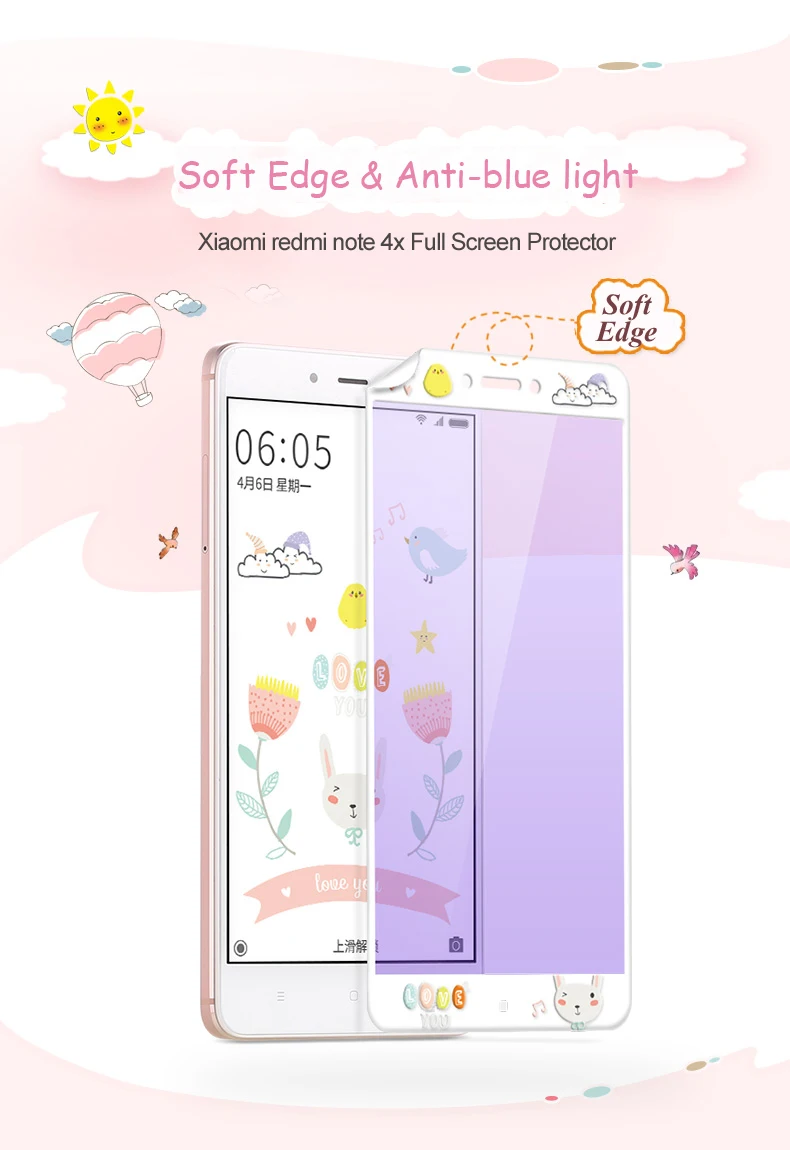 Vpower для Xiaomi Redmi note 4x note 4 глобальная версия защита экрана из закаленного стекла 3D рельефная анти-синяя 9H защитная пленка