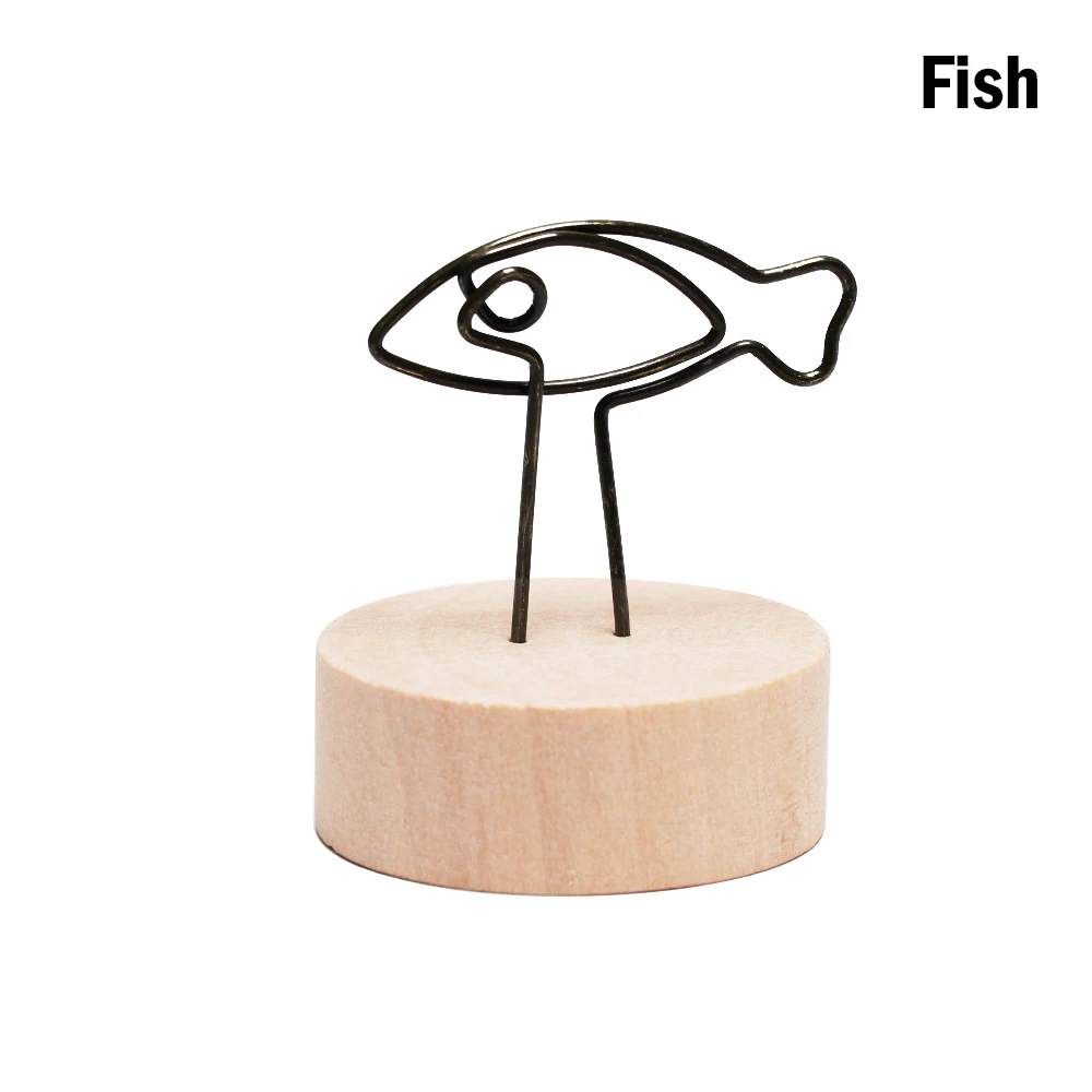fish 1 шт., металлическая карточка, фоторамка, круглый деревянный держатель, картинка, памятка, карта, скрапбукинги, зажимы, украшение для дома, настольный орнамент, сделай сам, подарок - Цвет: fish