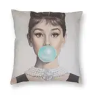 Чехол для подушки с принтом Одри Хепберн из жвачки, 45x45