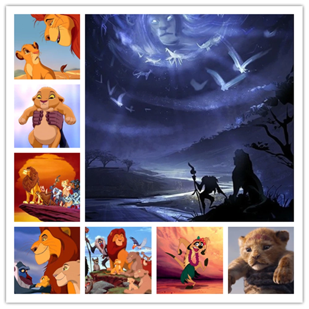 

Дисней платье принцессы для детей, с рисунком в виде льва, Король Лев Алмазная Живопись Вышивка крестом мозаика художника, украшение для дом...