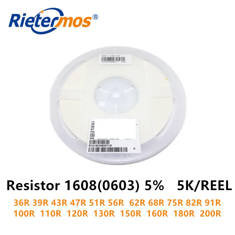 Резистор 1608 0603 5% J 36R 39R 43R 47R 51R 56R 62R 68R 75R 82R 91R 100R 110R 120R 130R 150R 160R 180R 200R|Запасные части| |