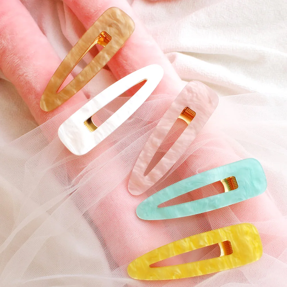 INS Women Girls Acrylic Hollow Geometric Candy Color Hair Clips Hairpins Barrettes Hair Accessories