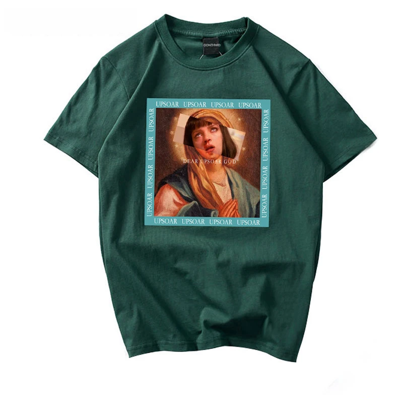 Летняя футболка размера плюс Женская Винтажная Футболка с принтом Девы Марии