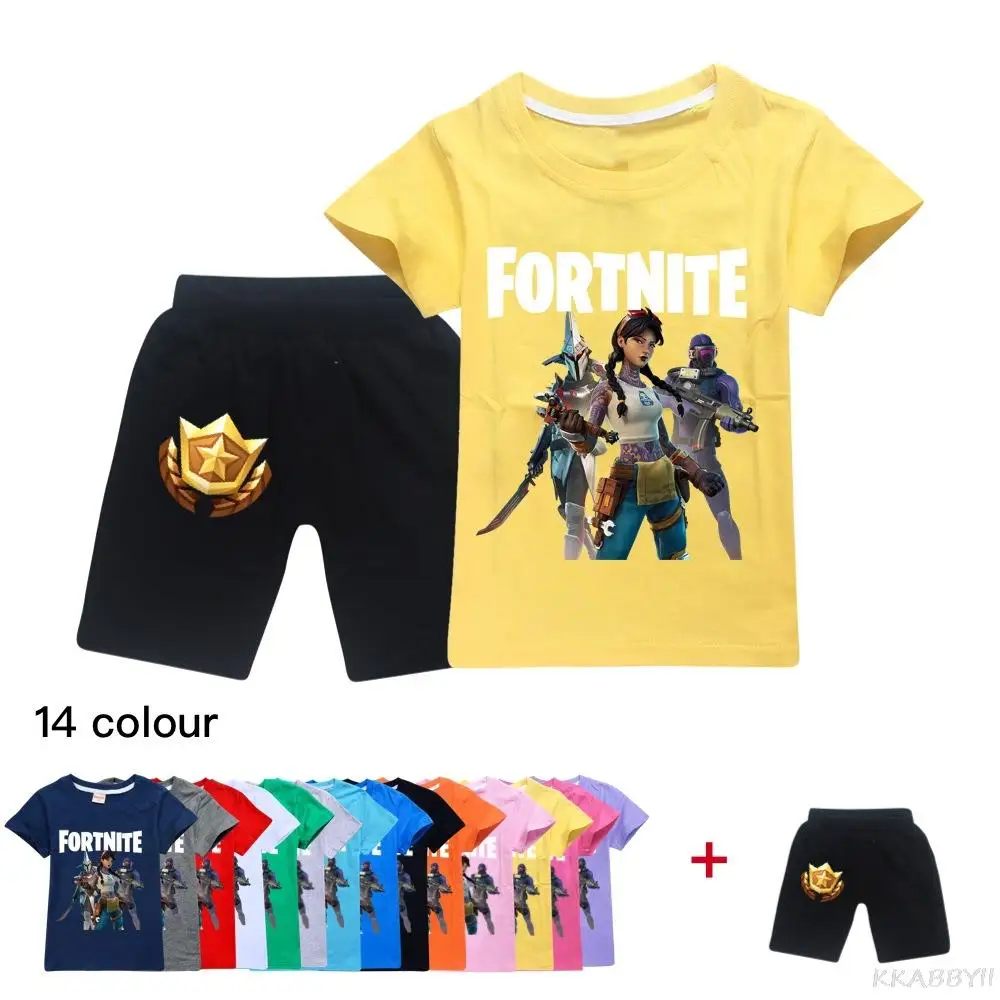 Комплект одежды для мальчиков Fortnites летние детские штаны футболка Мультяшные