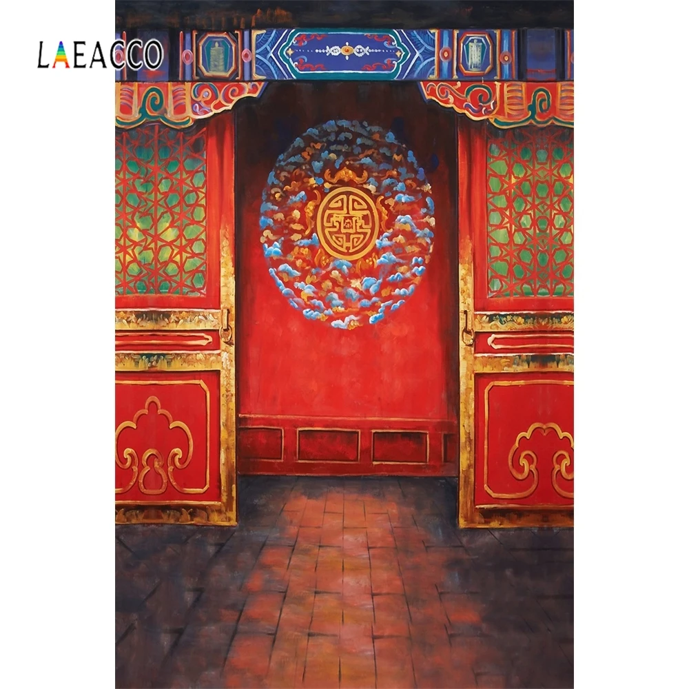 Laeacco старые красные китайские ворота Весенний фестиваль Couplets фотографии фоны индивидуальные фотографические фоны для фотостудии