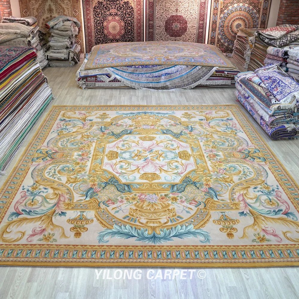 Goede Yilong 12.3 'X 12.3' Vierkante Exclusieve Handgemaakte Franse Chinese Savonnerie Handgeknoopt Wollen Tapijt (ZSH017W)