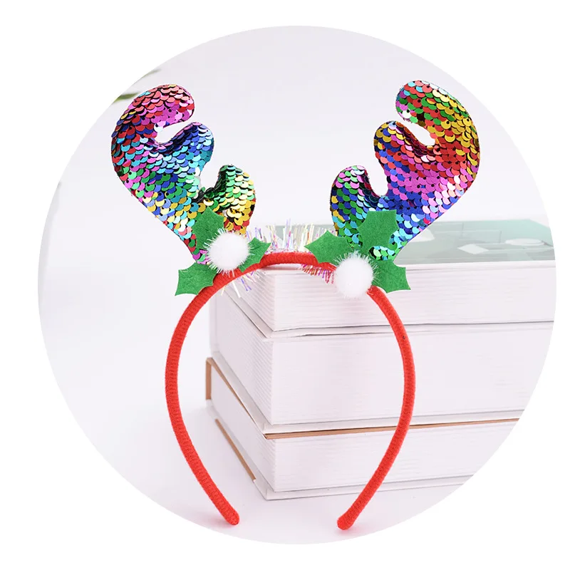 Рождественский декоративный ободок для девочек рождественские блестки рога