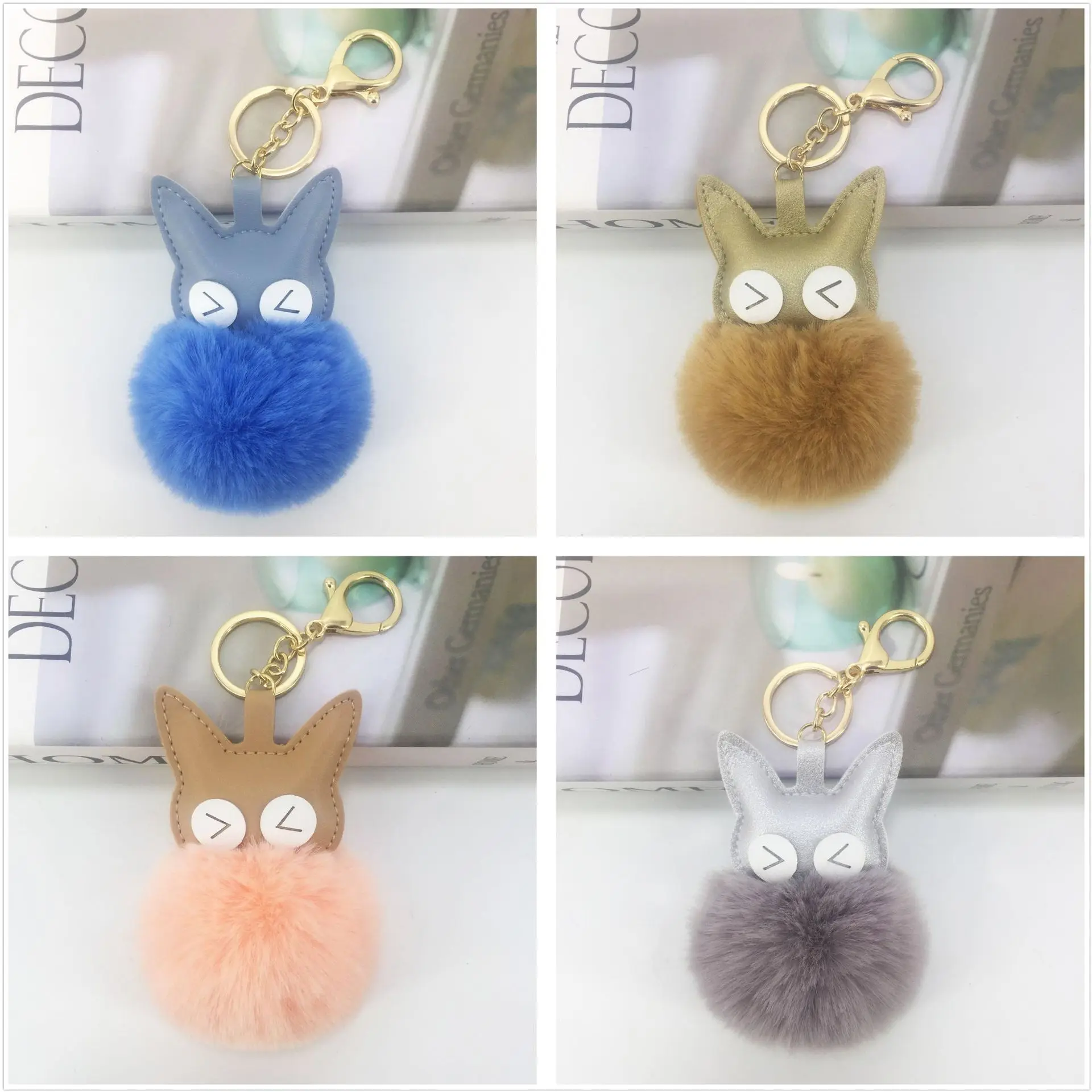PU котенок меховой шар брелок кулон милый животное сумка автомобиль аксессуары