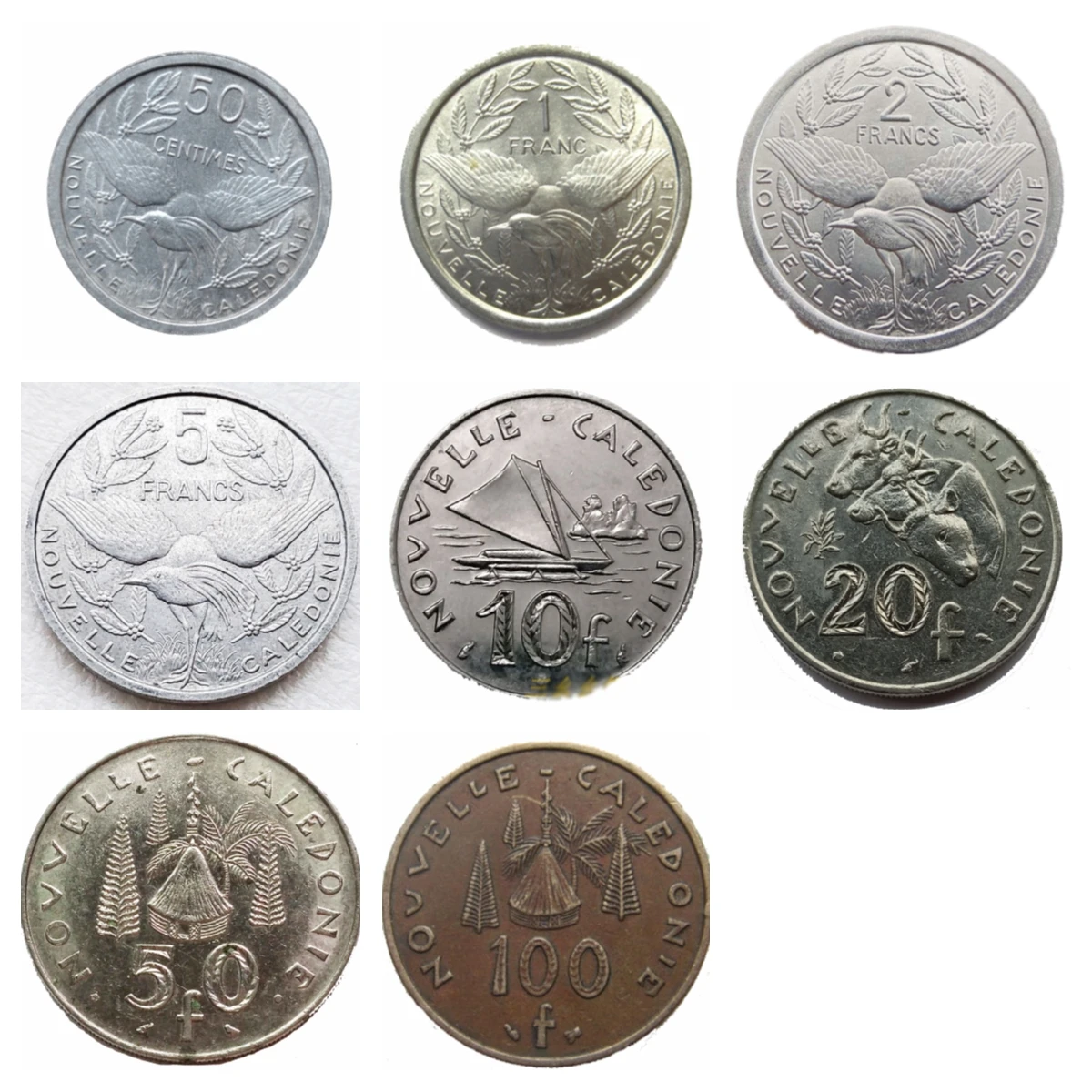 Set 8Pcs New Caledonia Island francs Coins Oceania Original Coin Good Condition Collection | Non-currency