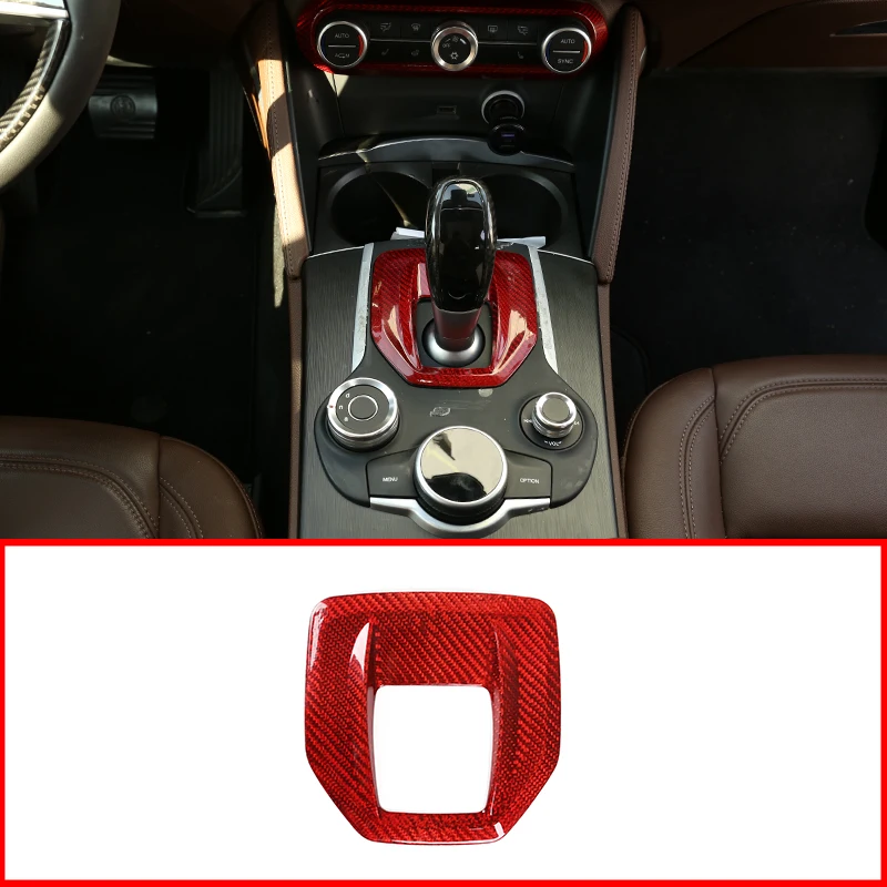 For Alfa Romeo Stelvio Giulia- Car Accessories Real Carbon Fiber Car Center Console Gear Shift Panel Cover Trim