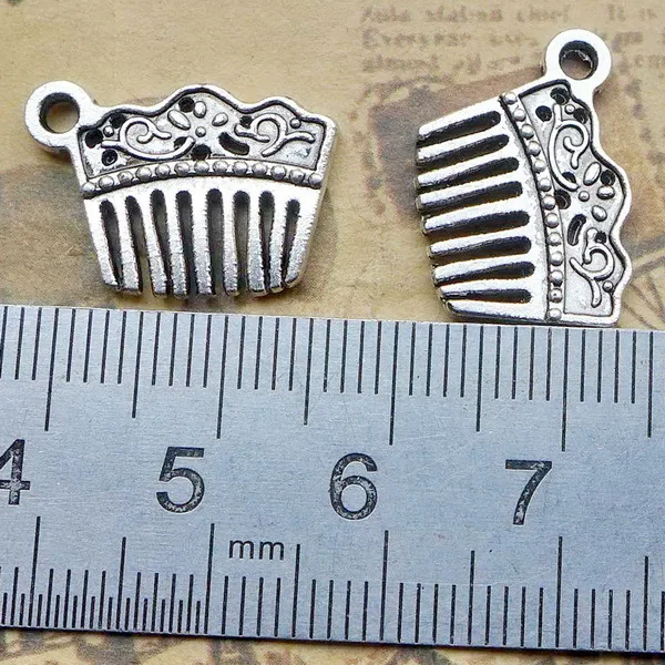 

Handmade Earrings Charms Diy Accessories For Jewelry Pendant Bracelet 10pcs 15x19mm Antique Silver Color Comb Charms