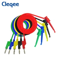 cleqee p1045 5pcs test hook clip to 4mm stackable banana plug test lead kit durable multimeter test cables copper 100cm 500v 5a