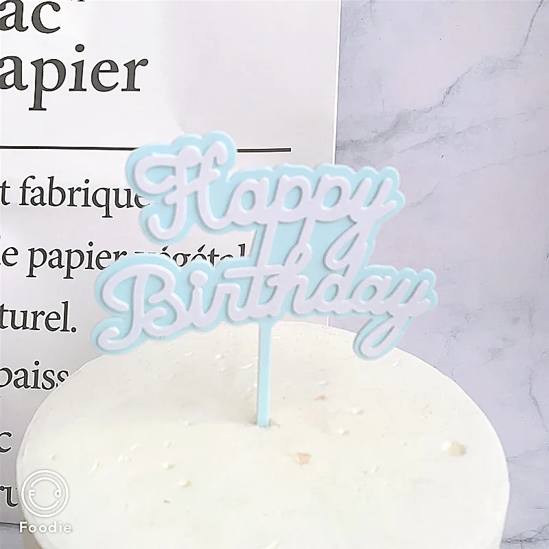 Новый акриловый торт с днем рождения золотой розовый двухслойный Топпер для