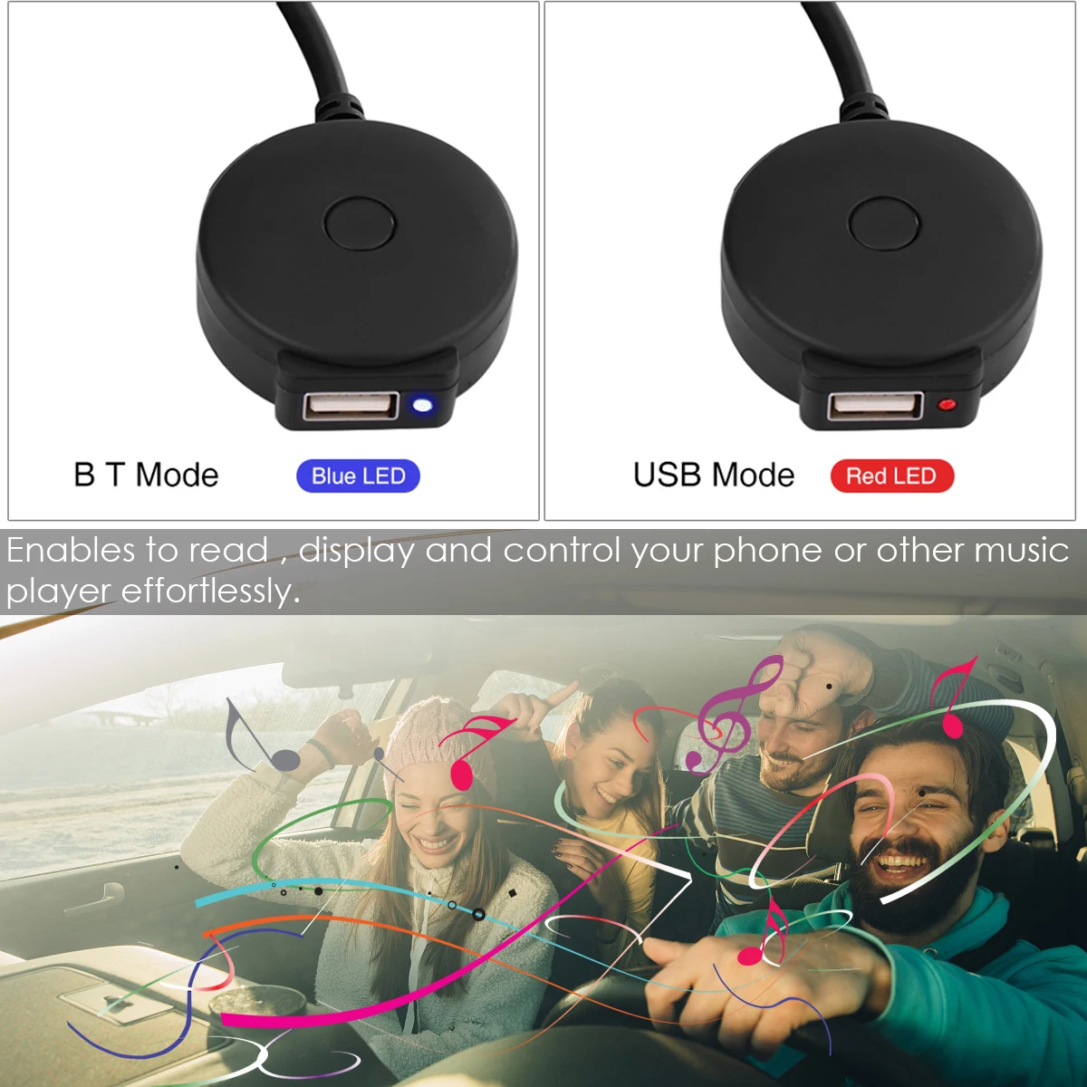 

Car AMI MDI Bluetooth Audio AUX Female USB Adapter Cable For AUDI A1 A3 For VW GTI Touareg CC Magotan Skoda LED Mode Red-USB