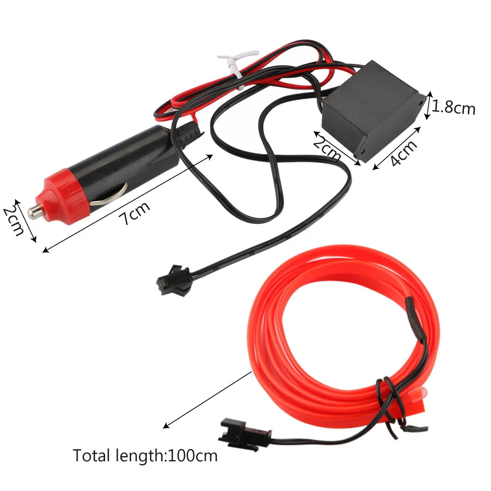 

Car 1M 12V LED Neon Light Decor Light Neon LED lamp Flexible EL Wire Rope Tube Waterproof LED Strip Car styling Interior Decor