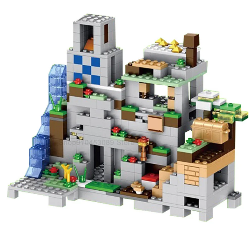 

Bricks Mountain Cave Set Minecrafting Village Model Building Blocks Boy Birthday Gift Kids Toys For Children