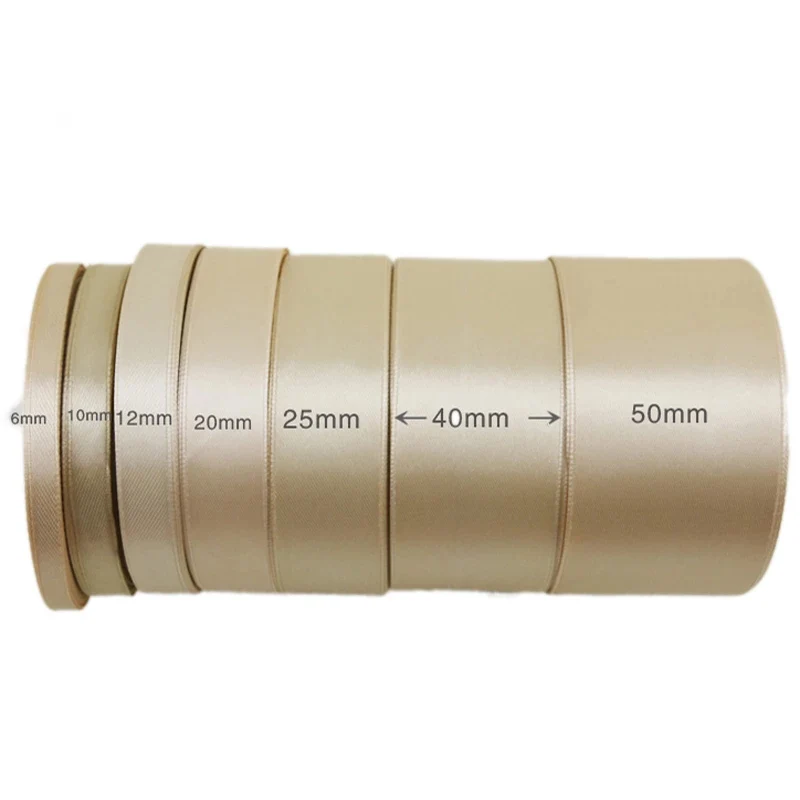 25 ярдов/рулон атласная лента цвета шампанского|Ленты для шитья| |