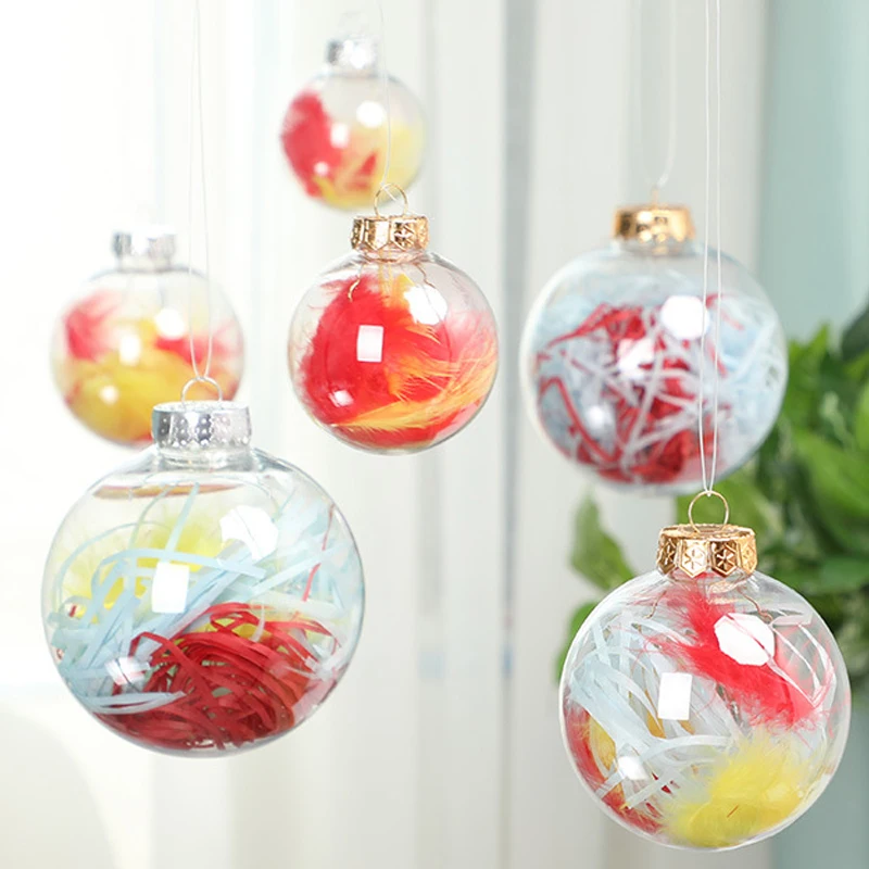 

Christmas Tress Decorations Ball Round Empty Plastic Clear Bauble DIY Hanging Xmas Tree Ornament 6/8/10CM Craft Supplies