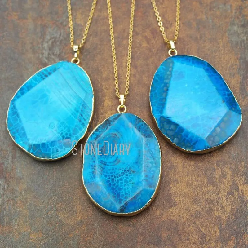 NM15322 10 шт. ожерелье из голубой искусственной кожи золотого цвета с гранями