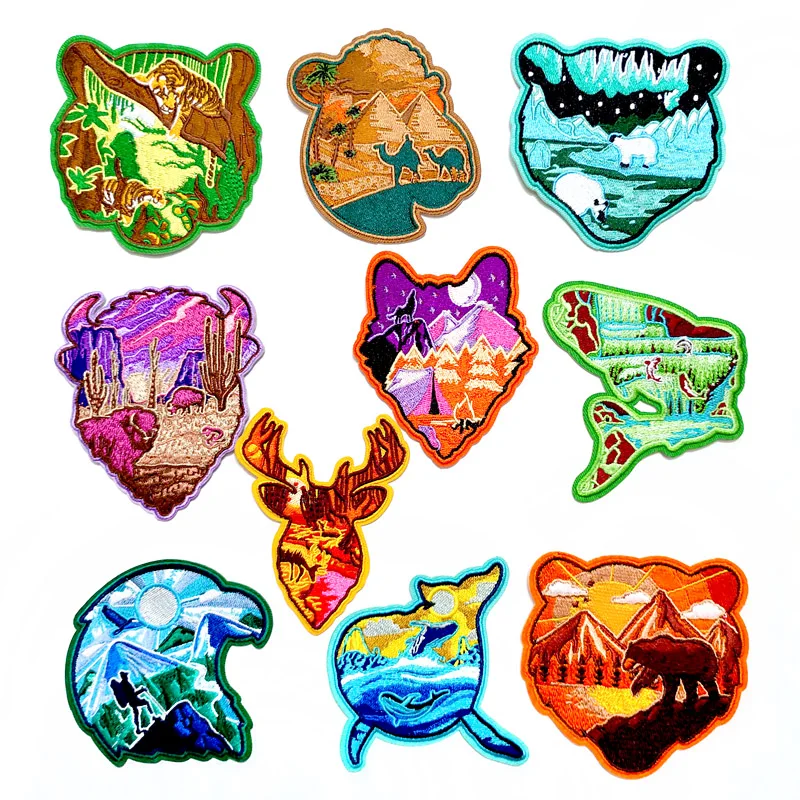 Нашивки с вышивкой тигра Кита для футболки металлические наклейки на джинсы