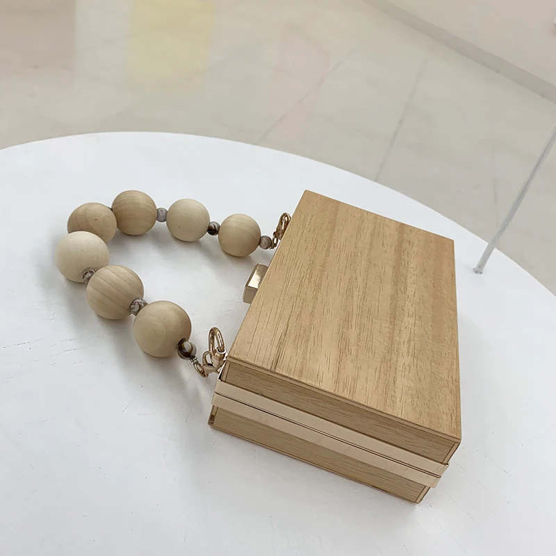 Женская сумка-ведро с деревянной цепочкой Роскошная вечерняя сумочка вечерние