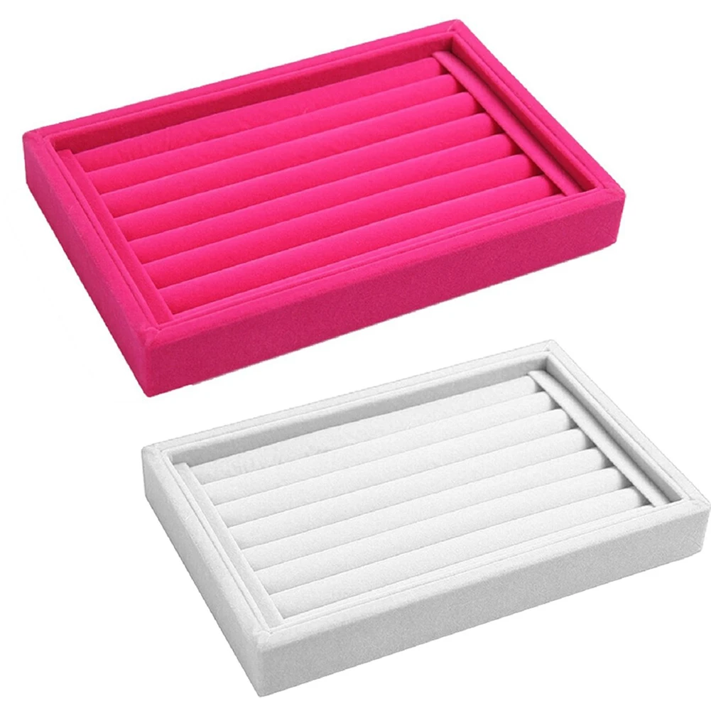 Полный бархат кольцо серьги Дисплей лоток Ящик для хранения ювелирных изделий