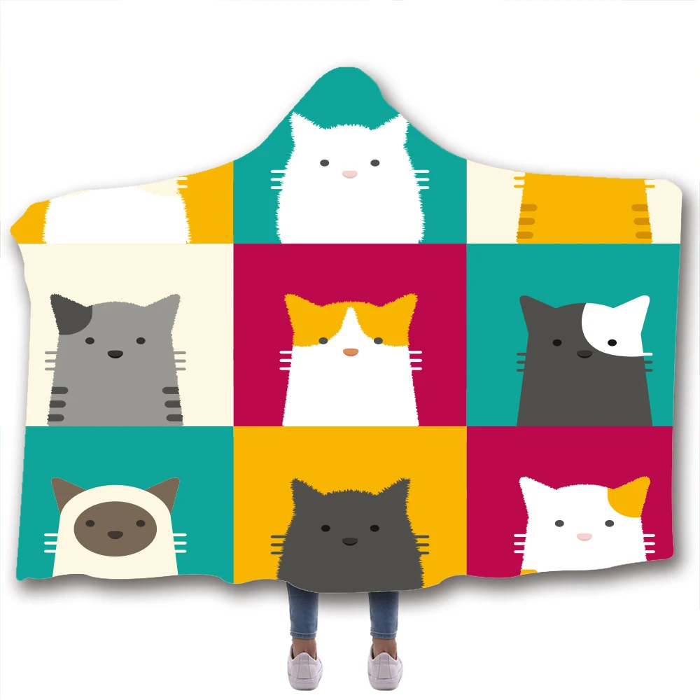 Мягкое одеяло с принтом для домашних животных кошек школы теплое шерстяное