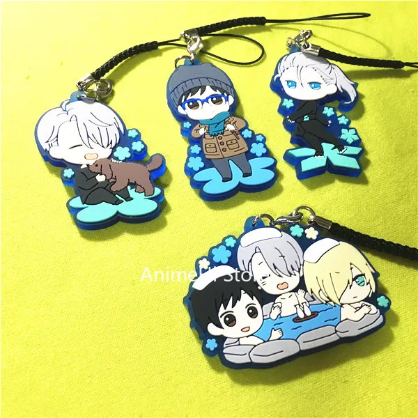 

YURI on ICE Keychain Figure Doll Yuri Katsuki Victor Nikiforov Mila Babicheva PVC Keyring Bag Pendant for Gift