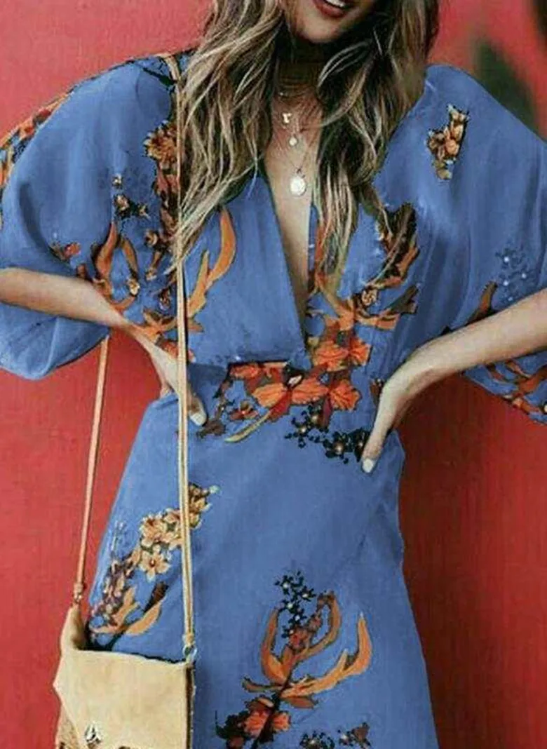 

Hot spot summer new Europe and the United States sell fast Amazon printing loose short sleeve women's Jumpsuit skirt length