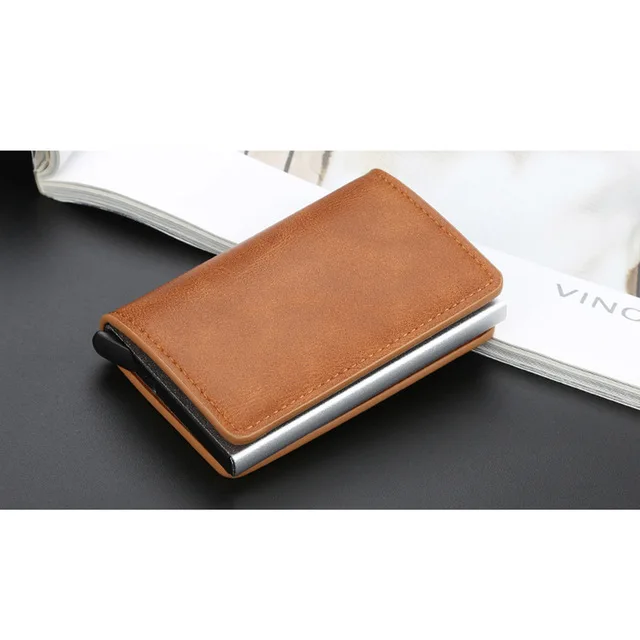 Brown K9109 ZOVYVOL, автоматический RFID держатель для карт, алюминиевые кошельки для банковских карт, мужской кредитный держатель для карт s, бизнес чехол для ID карт, модный - Цвет: Brown K9109