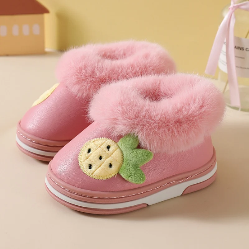 

Winter Kids waterproof Slippers for Toddler girls Boys Indoor Shoes Baby Fur Slides Cotton Flip Flop Warm House Children Slipper