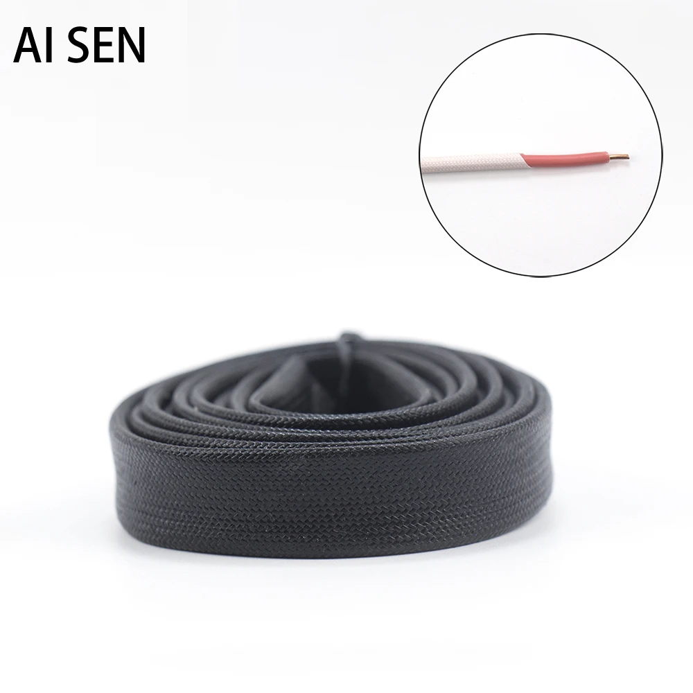 

10M 2-10mm Diameter 600 Deg High Temperature Braided Soft Chemical Fiber Tubing Insulation Cable Sleeving Fiberglass Tube