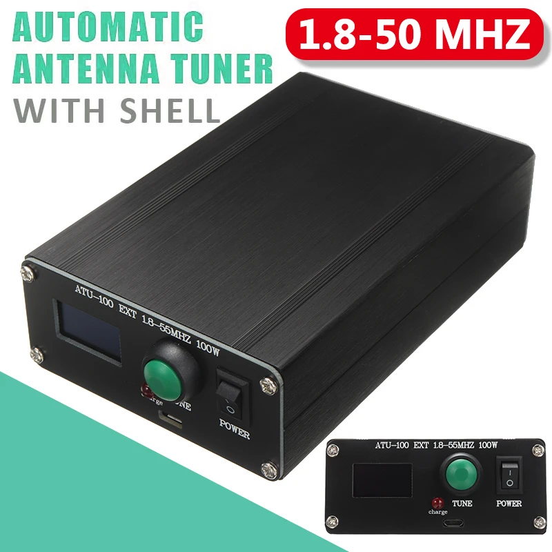 

Автоматический тюнер антенны с оболочкой ATU-100 1,8-50 МГц 10-15V DC мини Антенна тюнером OLED Дисплей средства связи антенны