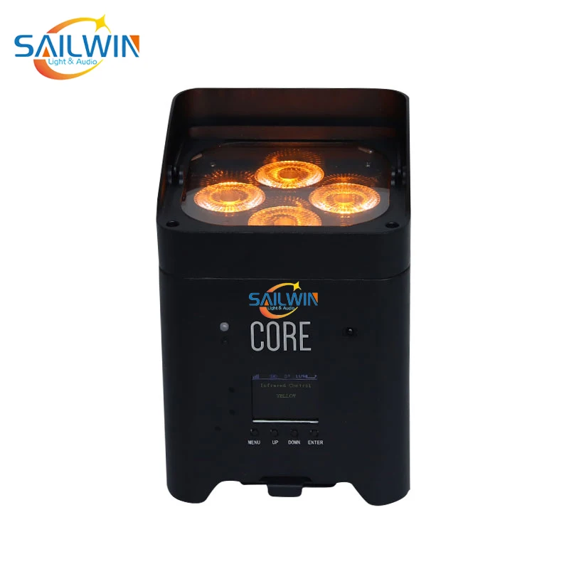 Wireless IR Remote Control Battery Power 4*18w RGBWA+UV Rechargeable LED Par Uplight Can For Wedding Club | Лампы и освещение
