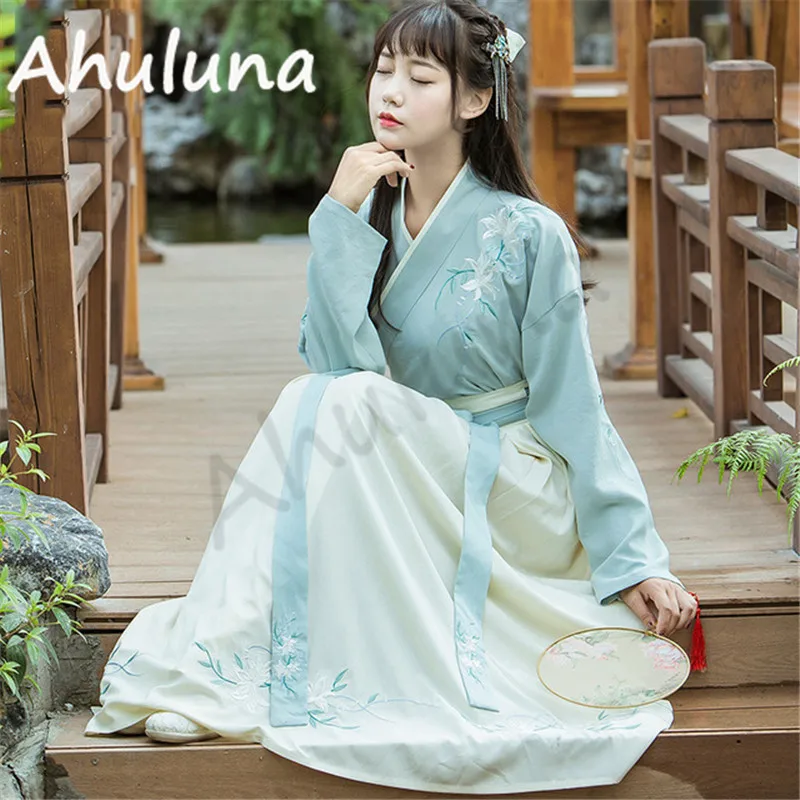 Новинка вышитые лилии Hanfu для женщин оригинальные китайские традиционные