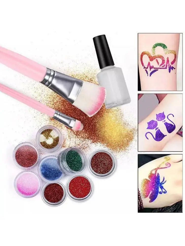 

30 Colors Glitter Tattoo Set Temporary Shining Makeup Kit DIY Decorations 153 Pattern Face Body Nail Art Party Shiny Cosmetic