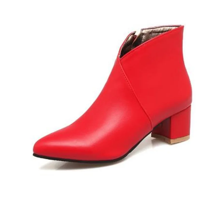 

Новинка осени 2022, однотонные ботинки на среднем каблуке с острым носком, однотонные женские ботинки большого размера, Универсальные женски...