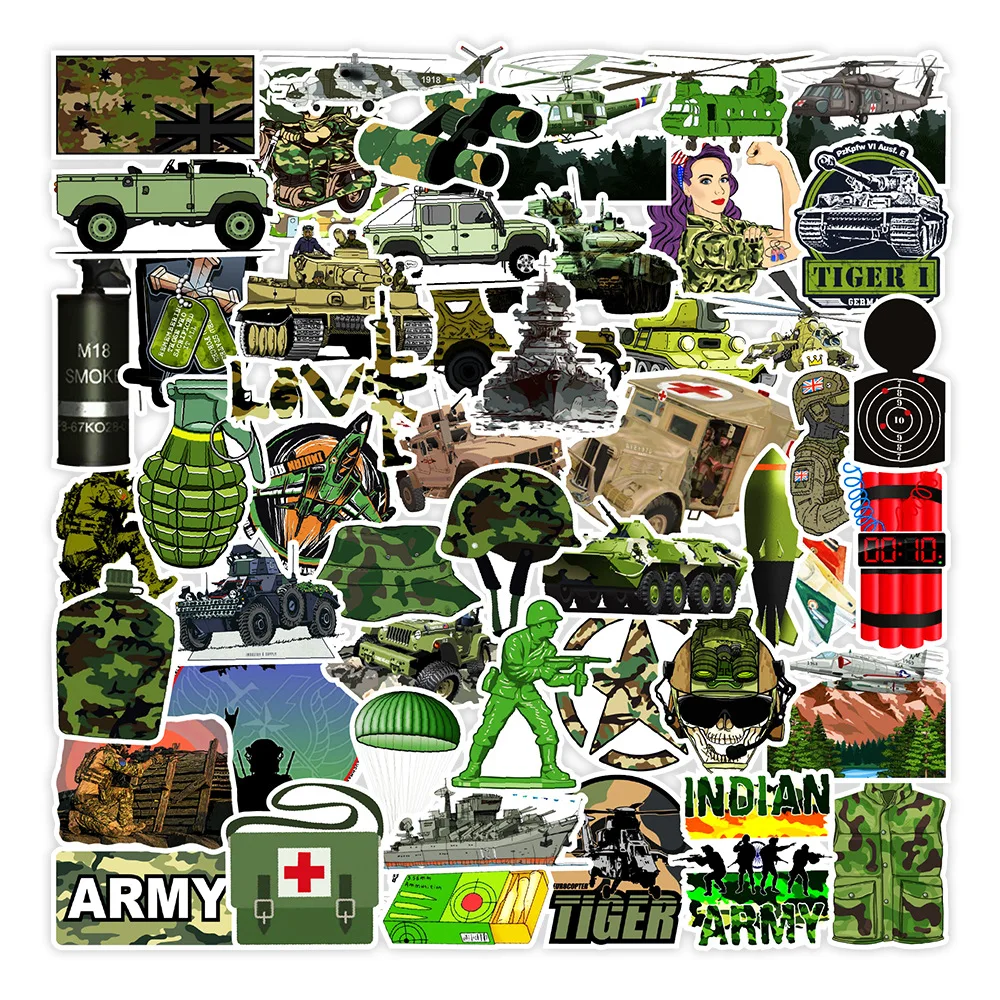 

10/30/50PCS Cartoon Camouflage Army Fan Lovers Stickers Laptop Luggage Guitar Children Gift Toys Waterproof Stickers Wholesale