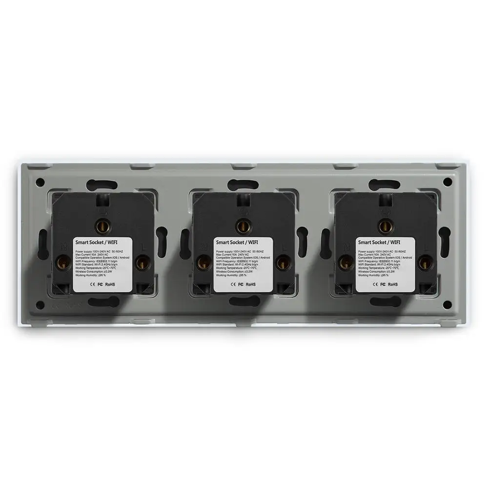 BSEED Wi-Fi розетка тройная ЕС Стандартный розетки 16A 110 V-250 V белого и черного цвета с золотыми с украшением в виде кристаллов Стекло Панель для умного дома