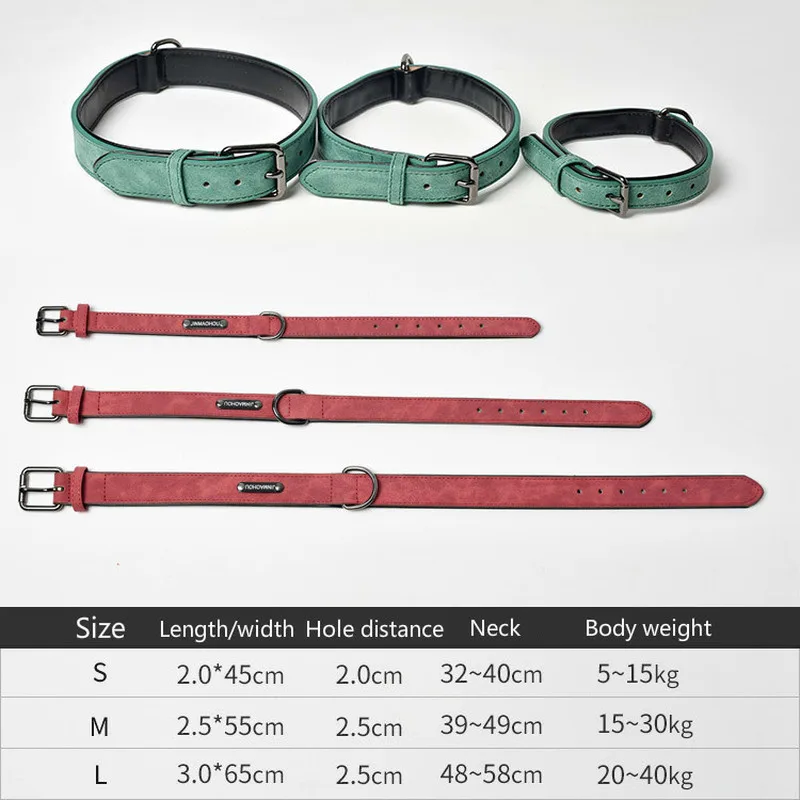 

Pet collar, outdoor training dog collar, waterproof PU leather adjustable collar, for small and medium-sized dogs S-L