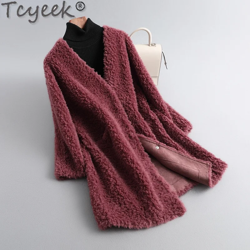 

Tcyeek Elegant 100% Real Sheep Shearing Coat Female Winter 2021 Casaul Wool Jackets Women Clothes Korean Casaco Feminino Gxy922