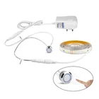 Приглушаемая Светодиодная лента с сенсорным выключателем для шкафа, водонепроницаемая Диодная клейкая лампа для кухонного шкафа, светильник для шкафа